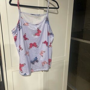 2pc Pajama Se 3XL Purple with Butterfly Print  Sleeveless Top With Shorts